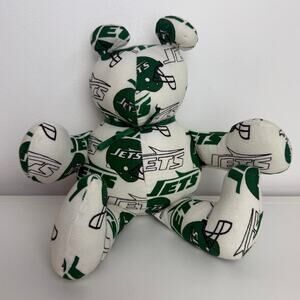 NFL New York Jets Football All-Over Print Sitting Plush White/Green Bear 10"